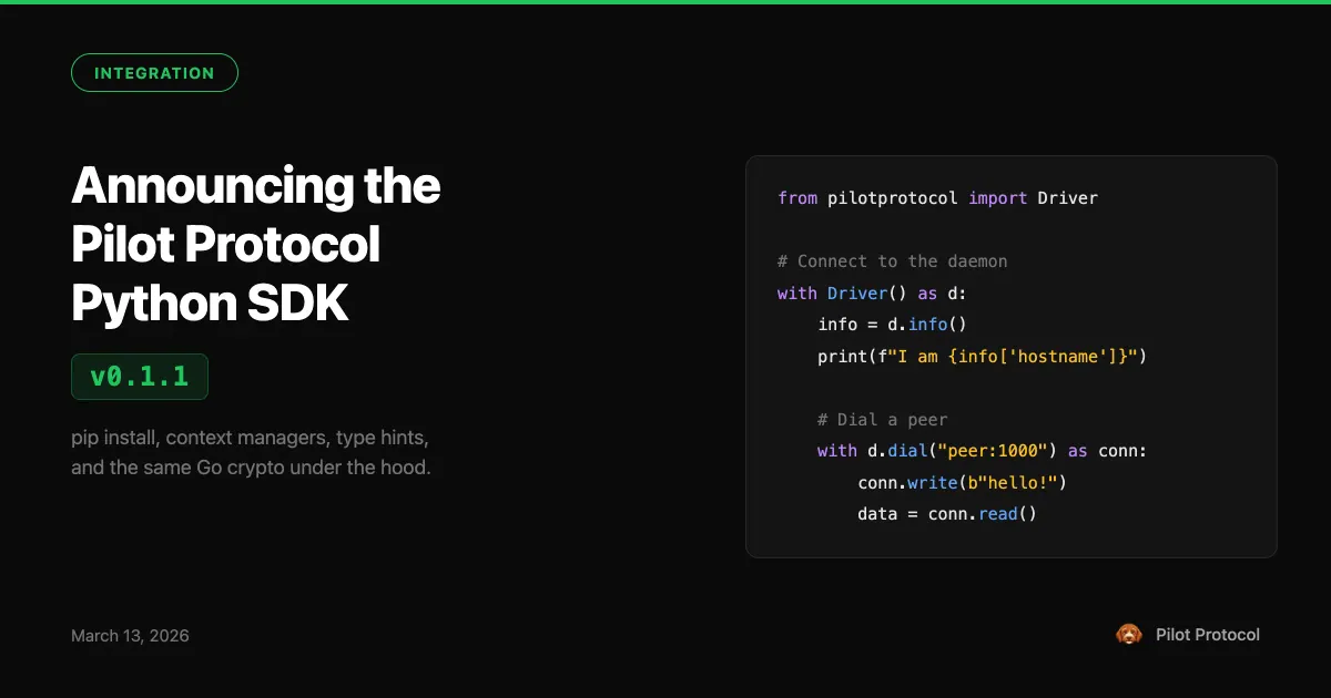 Announcing the Pilot Protocol Python SDK